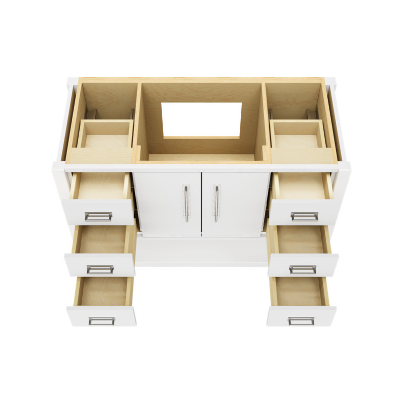 Meuble-lavabo simple très large Kiawah, Blanc pur, Chrome poli, 48"