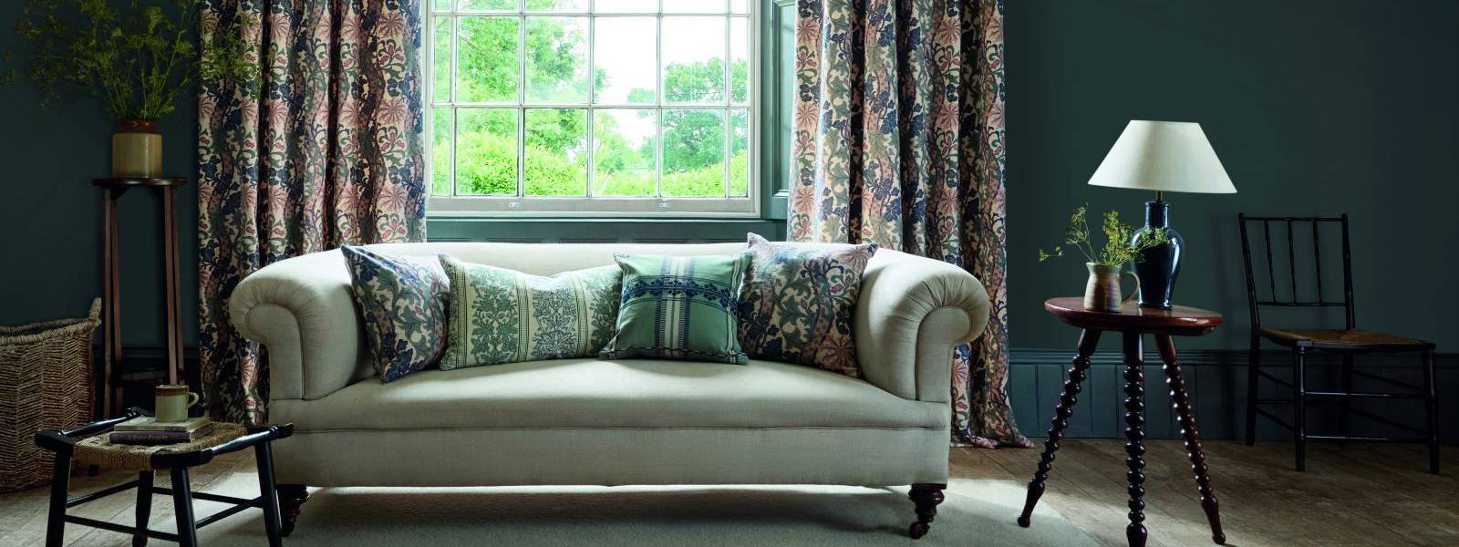Collection of icon fabric and wallpaper in a range of fresh, inviting colour combinations.