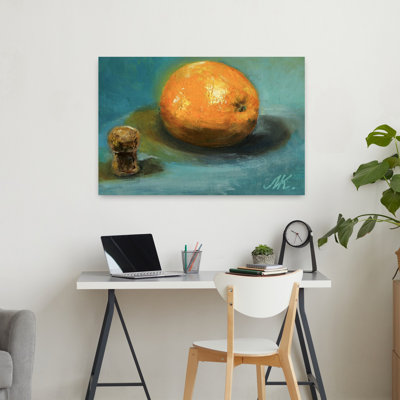 Orange And Cork Still Life Classic Elegant Rustic Fruit Wall Art