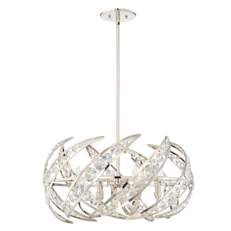 Lustre géométrique unique à 6 lumières avec détails en cristal Grandville