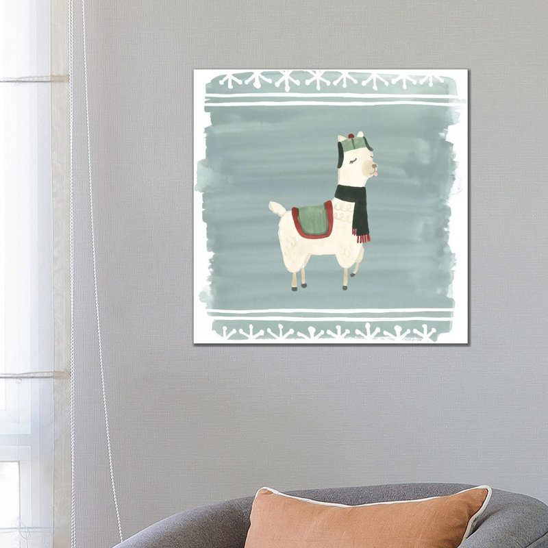 Winter Wonder Llama I by June Erica Vess - Wrapped Canvas Painting, 66.04 cm H x 66.04 cm W x 1.91 cm D