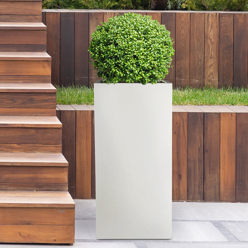 Square Plant Pot, White, 60cm H x 27cm W x 27cm D