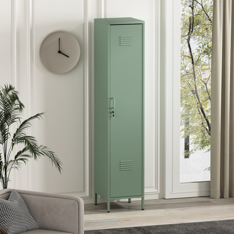 Bargale 15 Single Locker Storage Cabinet with 5 Adjustable Shelves, Green
