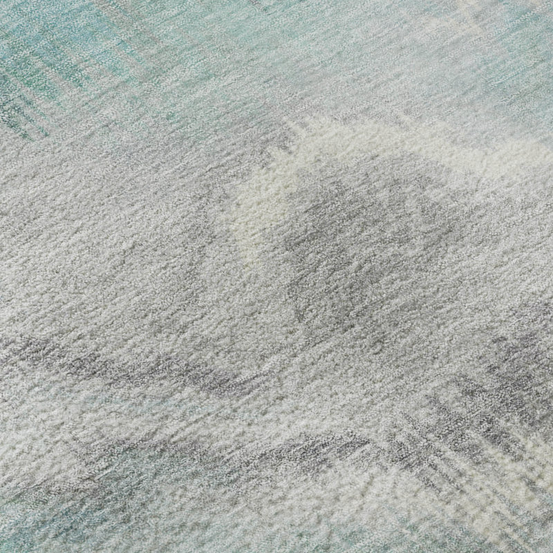 Premium Machine Washable Mayfield AMF2258 Swirls Rug, Teal, 9' x 12'