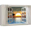 «Glimpse Into Palm Trees And Sunset At Sunset Time Open Window» sur toile-98449095