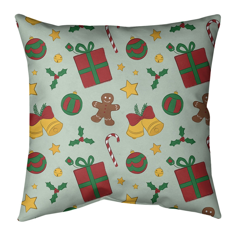 Coussin décoration de noël, 14 po x 14 po, Vert multi