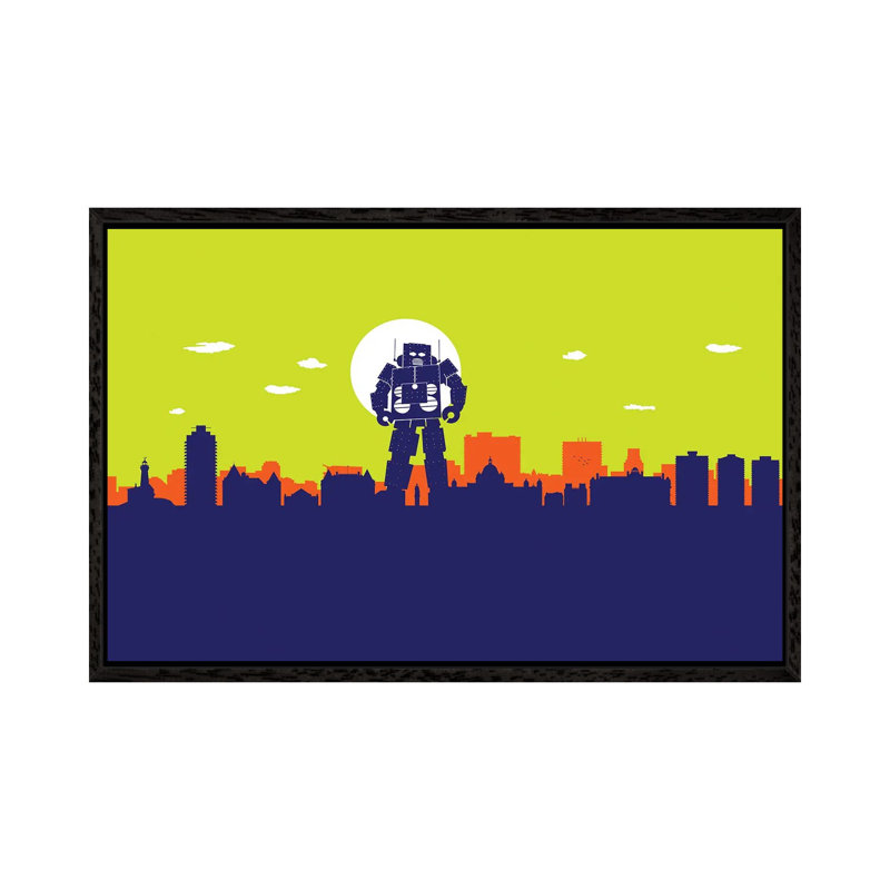 Victoria Robot - Print on Canvas, 45.72cm H x 66.04cm W x 3.81cm D, Black Floater Framed