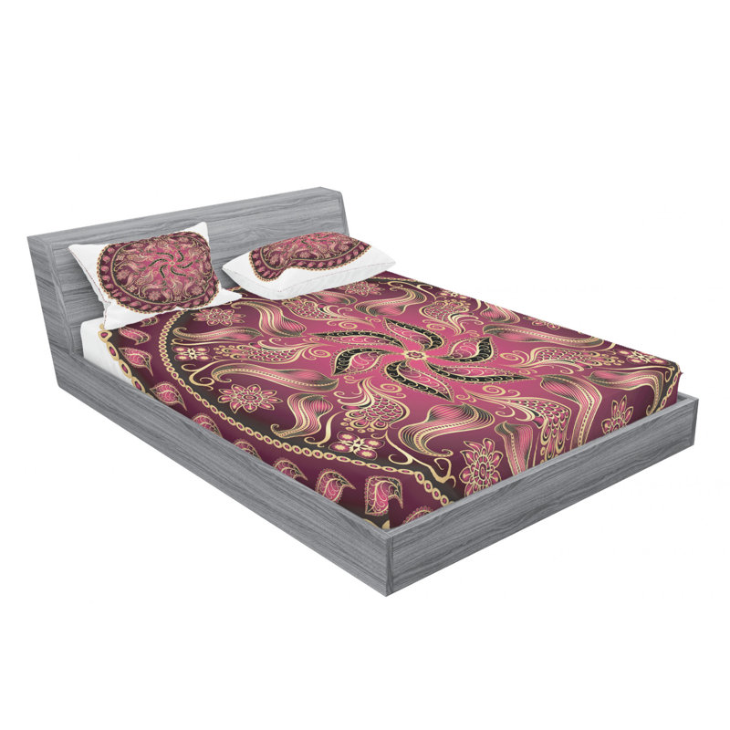 Microfiber Floral Sheet Set, Queen Sheet Set with Fitted Sheet