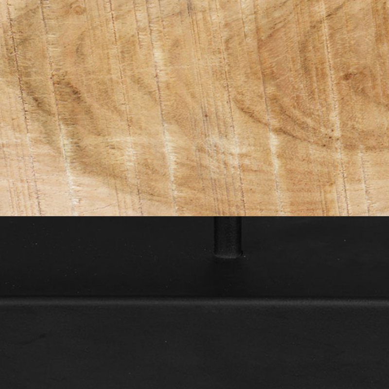 Sculpture de table Kyni en bois d'acacia brun naturel de 24 pouces, décor ovale biologique, base en fer noir