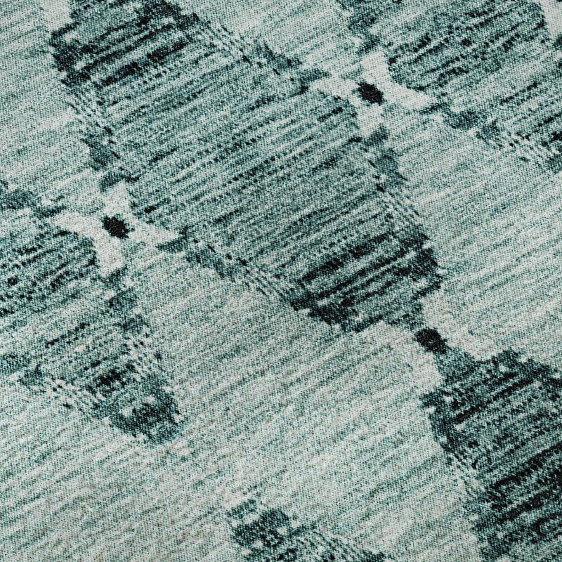 Premium Machine Washable Cerrito AMF610 Teal Rug, Runner 2'3" x 7'6"