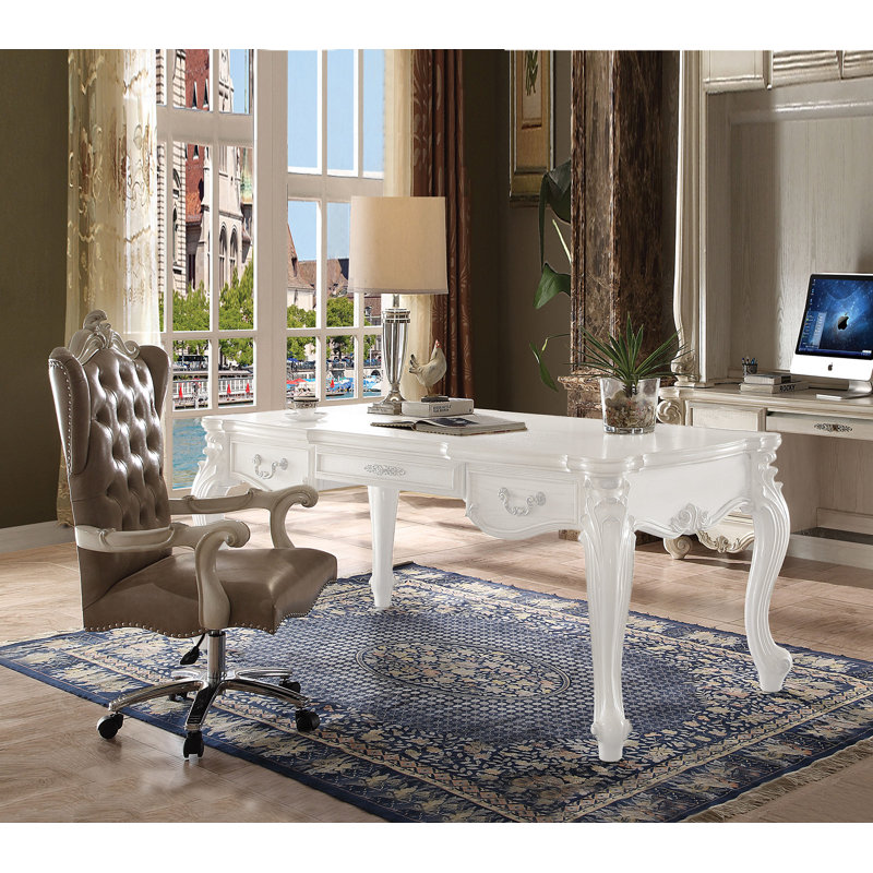 Chaise de bureau Amedori, Gris, Blanc os