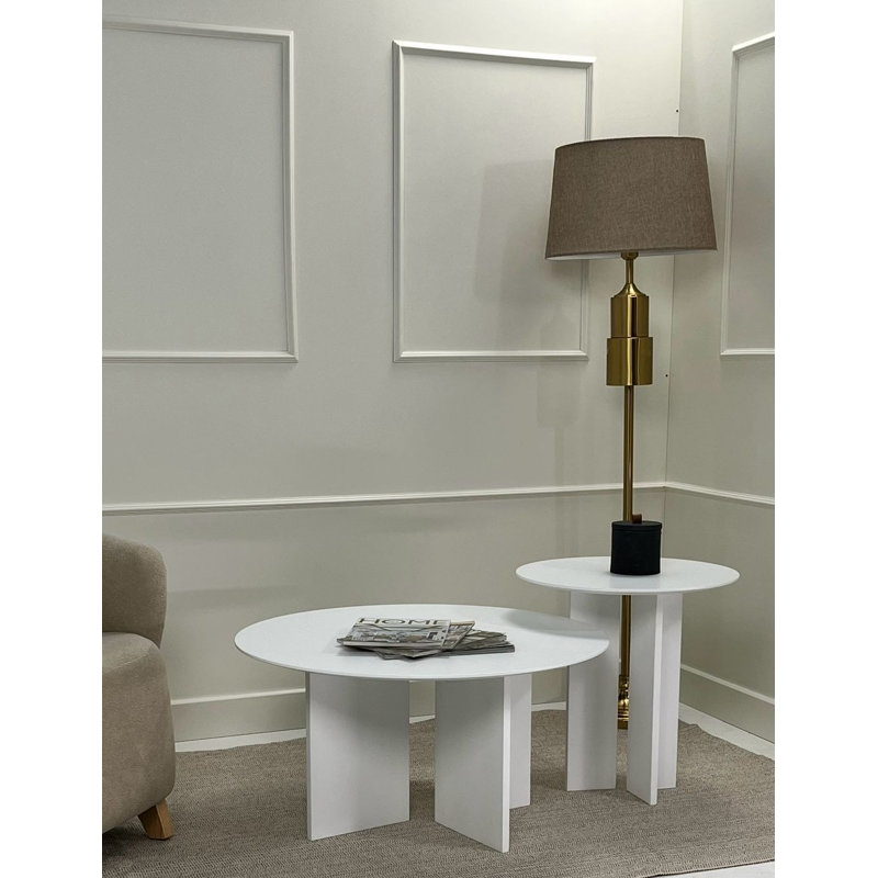 Ensemble de tables basses modernes (2 pièces), blanc, grande table: 31,5 x 16,5 x 31,5 pouces, petite table: 19,7 x 17,7 x 19,7 pouces | 100% panneau de fibres à densité moyenne, 0,7 po d'épaisseur | Conception élégante de couleur unie pour le salon et la décoration moderne