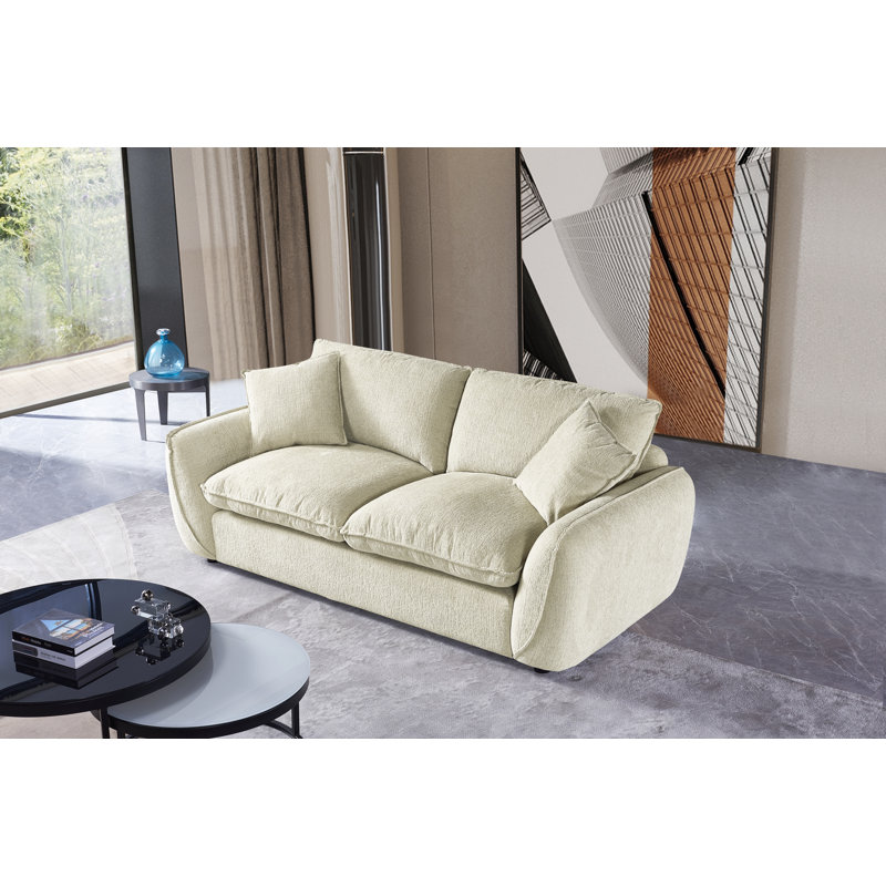 Canapé rembourré l 86,5 po avec 2 coussins et coussin de siège rembourré en duvet, Sable