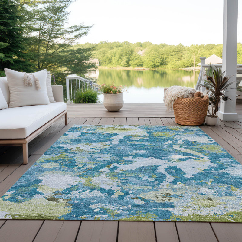 Tapis intérieur / extérieur bleu Jetra , 5' x 7'6"