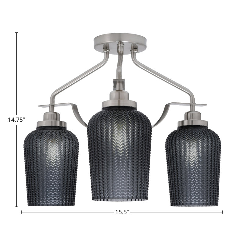 Plafonnier semi-encastré 3 lumières Odyssey, Nickel brossé