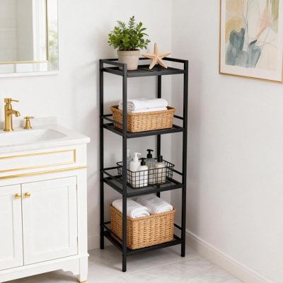 3 Tier Bathroom Shelf Freestanding, Ladder Shelf for Storage, Space-Saving Bathroom Storage Shelves, Multifunctional Storage Rack for Living Room Bedroom Kitchen Office