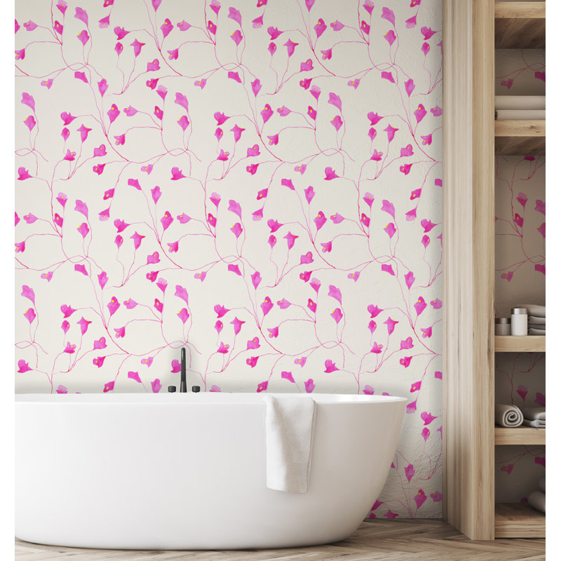 Susan Hable Floral Wallpaper Double Roll, Pink