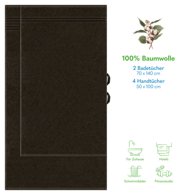 Rensina 100% Cotton Midweight Mulit-Size Set, Braun