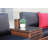 Ensemble de conversation modulaire en osier brun avec coussins noirs et coussins rouges Kyja-745162613-745162611