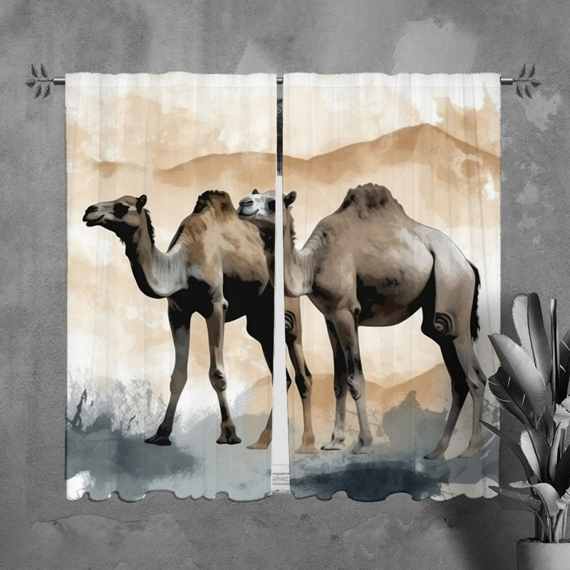 Rideaux de chameau rideaux animaux brun, L 40 po x L 82 po