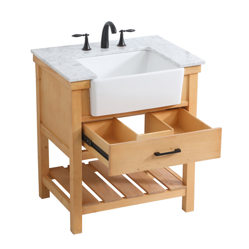 Meuble-lavabo simple 30 po Pelaghia, Bois naturel