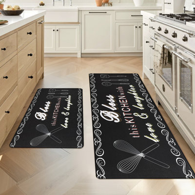 Blue And White Decor Blue Kitchen Rugs Set 2 PCS Anti Fatigue Non Skid Mats Waterproof Cushioned Kitchen Sink Mats Padded Kitchen Mats Standing Floor Laundry Bathroom Off Kitchen Mats For Floor