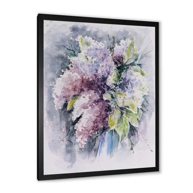 Bouquet de lilas blancs violets - Reproduction de photo sur toile, Toile avec cadre photo noir, H 20 po x l 12 po x P 1 po