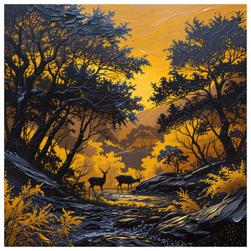 Yellow Sunset Forest Comforter, Twin Extra Long