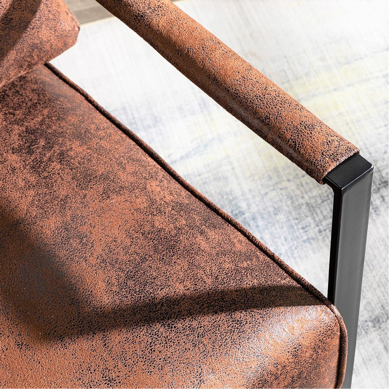 Chaise d'appoint classique Mid Century, Brown PU Leather