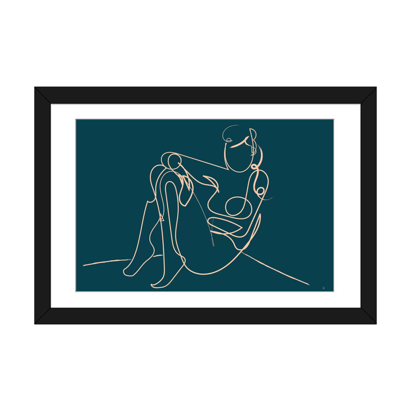 «Teal Nude», reproduction sur toile, H 24 po x l 32 po x P 1 po, Papier d'art encadré noir