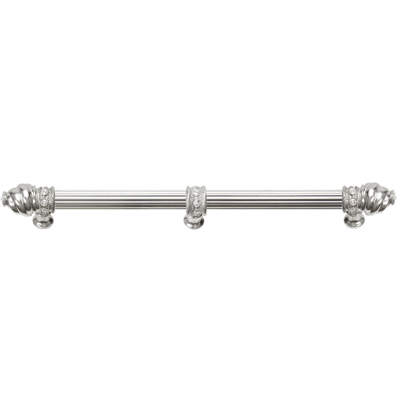 Caché 12 inches c.c. with 5/8 reeded center long pull & center brace with 16 rivoli Swarovski Clear Crystals in Chalice, 12"