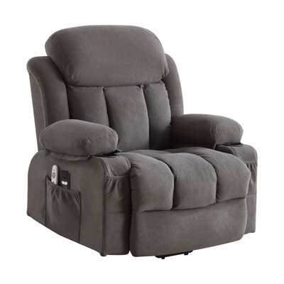 Power Lift Recliner Chair With Heat And Massage Electric Fabric Recliner Chair For Elderly With Side Pocket