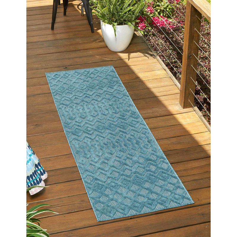 Hebb Geometric Indoor / Outdoor Rug, Runner 2' x 8'