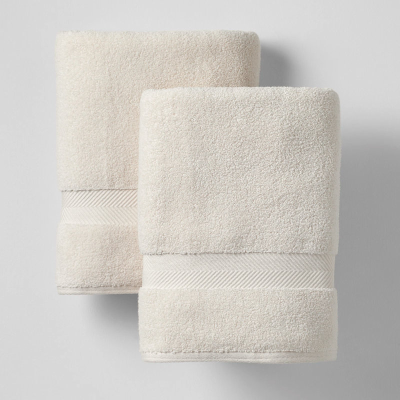 Serviette de bain en coton Rane, Ivoire