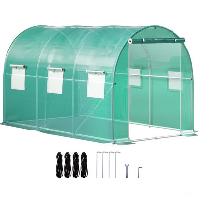 Walk-In Tunnel Greenhouse, Portable Plant Hot House W/ Galvanized Steel Hoops