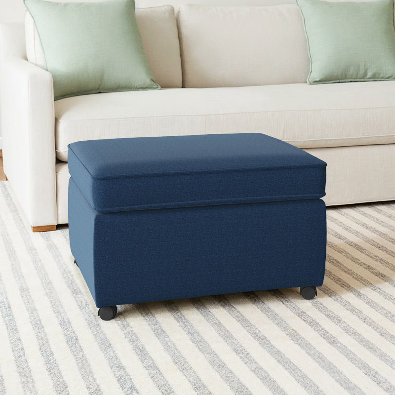 Rika Upholstered Ottoman, Classic Indigo Denim