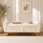 Banc de rangement moderne en velours côtelé de 145 cm de large, avec espace de rangement intégré et pieds en bois. Convient aux chambres et aux couloirs. Couleur : beige.