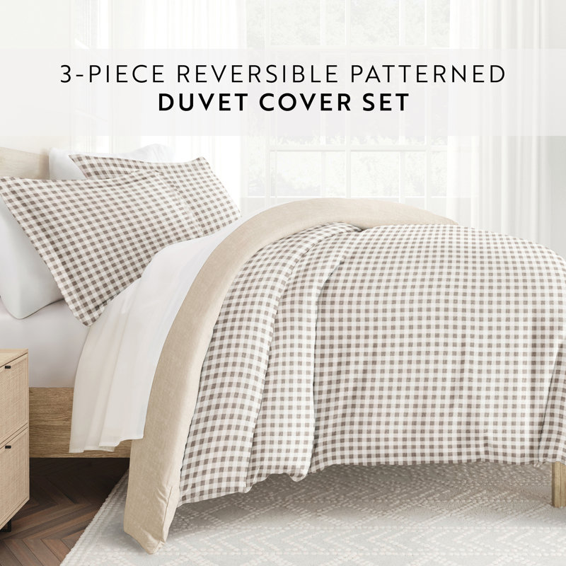 Natural Gingham Twin/Twin XL Polyester Duvet Cover Set