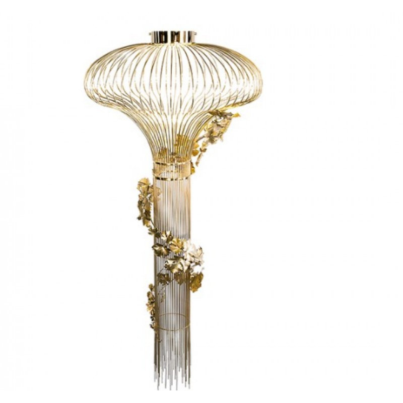 Lustre cylindrique en cage avec oignon Jaterius 1, Bronze brillant, 34 po de diamètre x 71 po de hauteur
