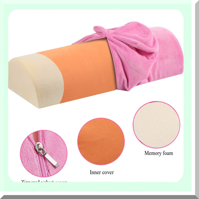 Ultimate Comfort Memory Foam Support Pillow - Back Pain Relief Lumbar, Neck, Legs, Ankle, Knee - Pink Bolster Cushion