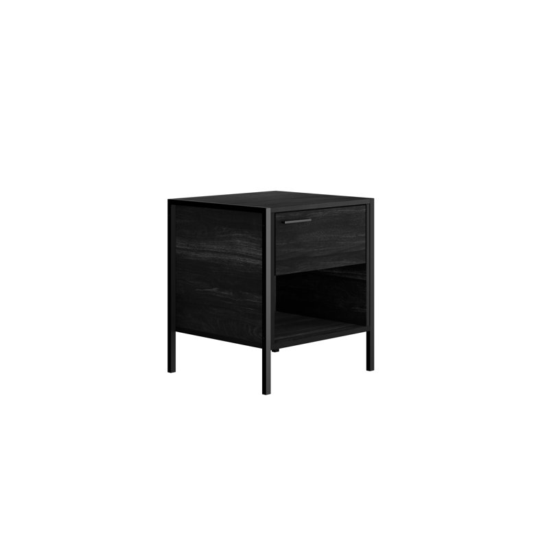 HOXTON 1 DRAWER BEDSIDE CABINET, Distressed Black