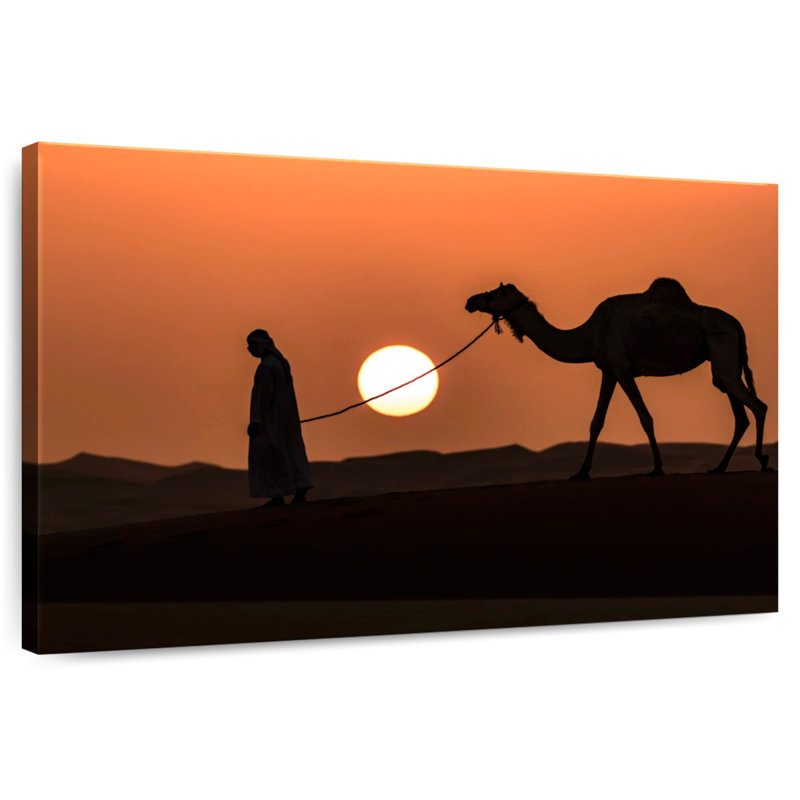 Man And Camel Silhouette, 34" H x 51" W