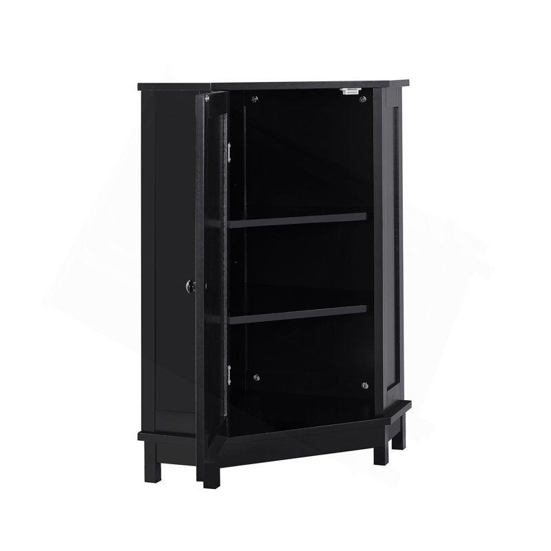 Armoire de rangement en coin noire avec plateau réglable, Noir