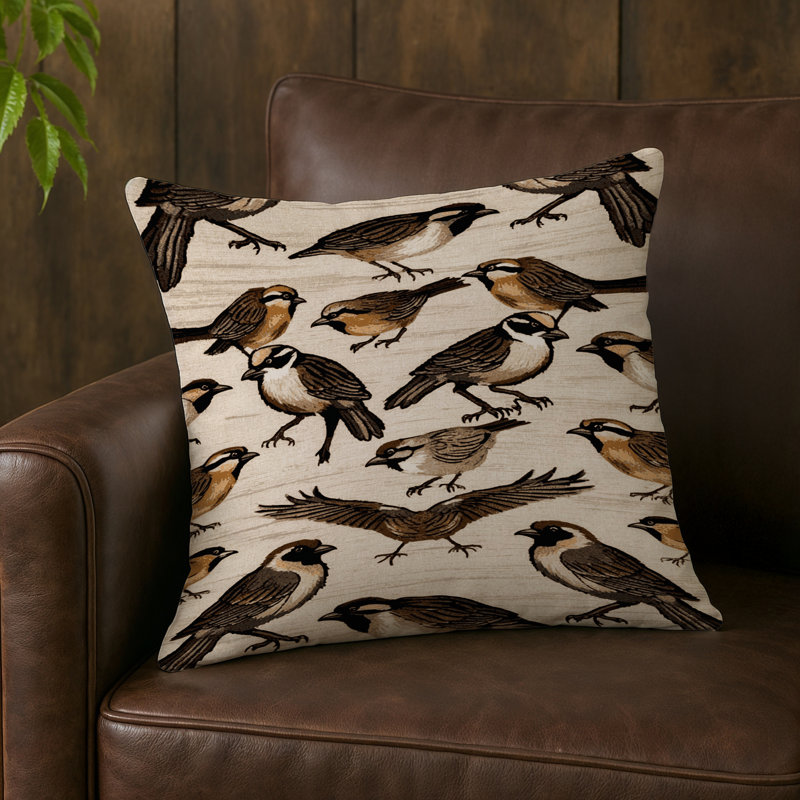 Coussin intérieur et extérieur Birds, Cape Sparrow, Carré 16 po
