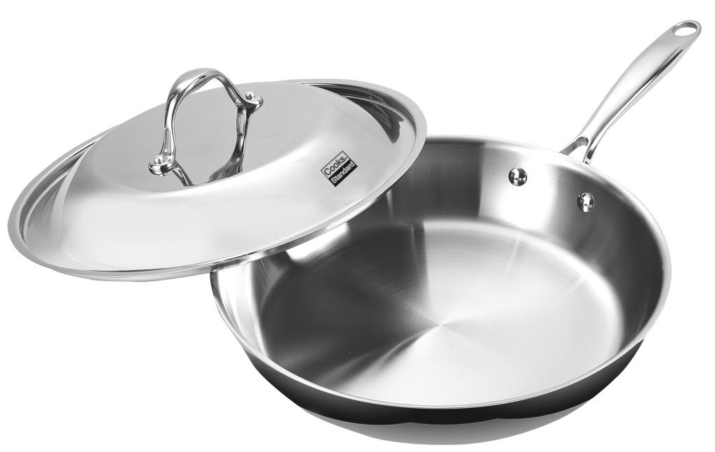 Cooks Standard Stainless Steel Frying Pan with Lid 12 Inch Cooks Standard