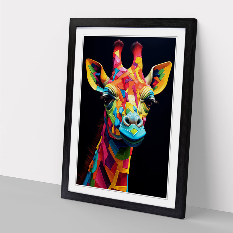 Giraffe Orphism No.2 - Framed Print, Black, 64cm H x 46cm W x 2cm D
