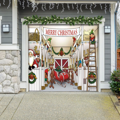 Bannière de porte de garage Santa's Reindeer Barn