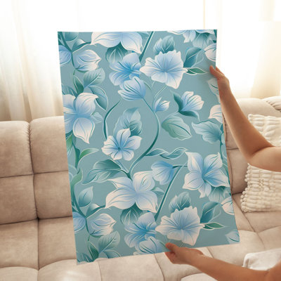 Impression florale d'aigue-marine à motif floral moderne sans cadre