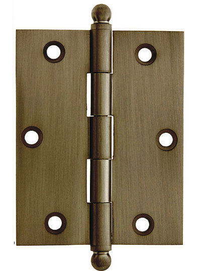 Solid Brass Mortise Hinge, Antique Brass, 4.25'' H x 2.5" W x 2.5" D