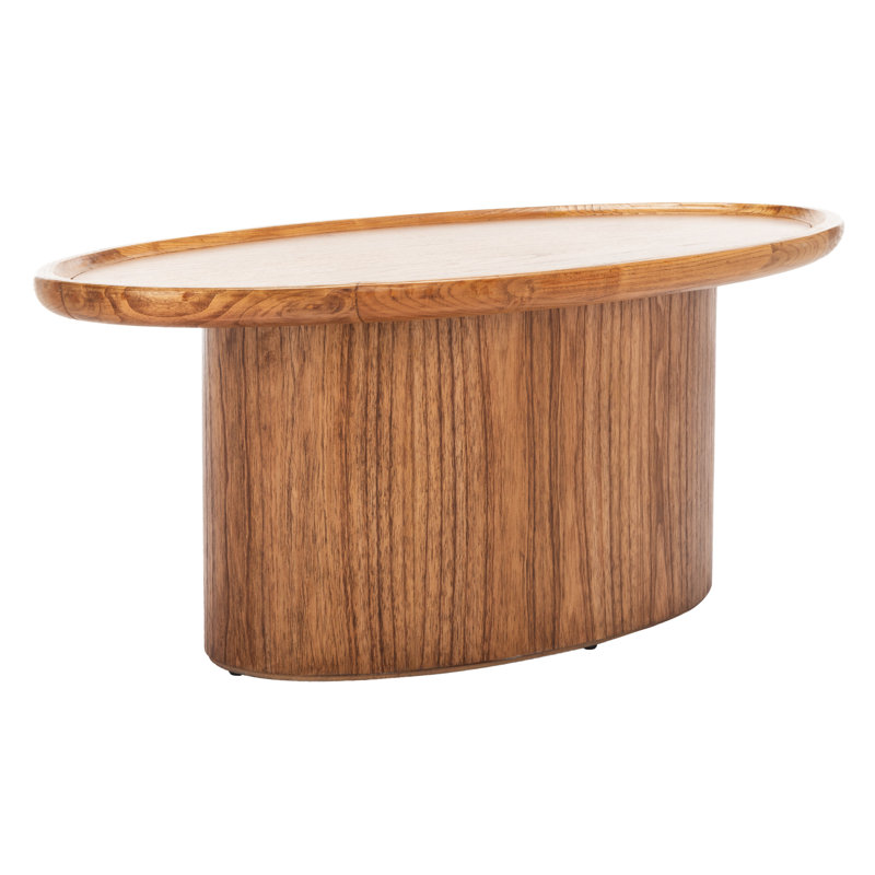 Flyte Natural Wood Oval Coffee Table with Pedestal Base